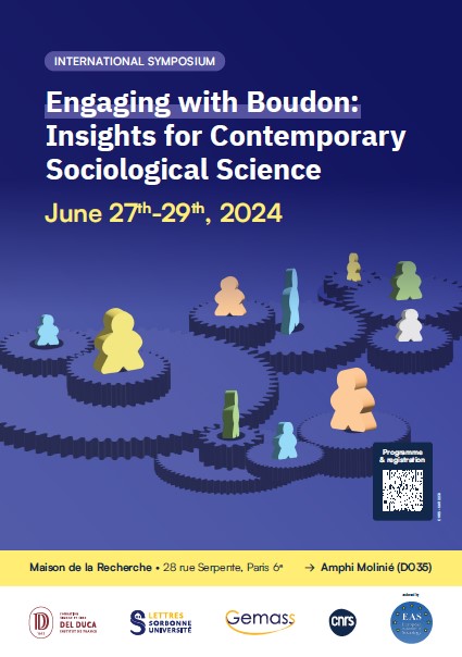 27-29 June 2024, International Symposium: "Engaging with Boudon: Insights for Contemporary Sociological Science"